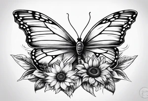 Sunflower, butterfly, book tattoo idea