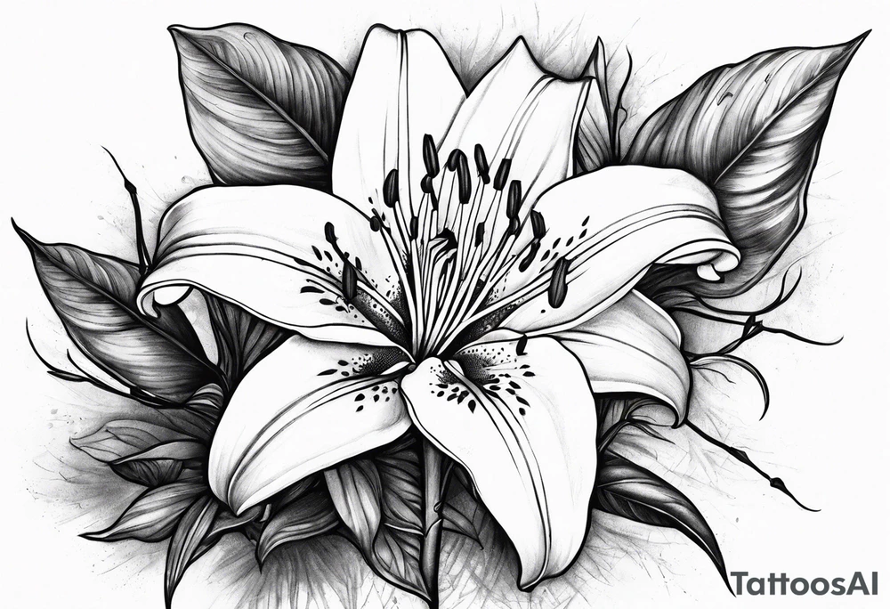 Lily with thorns, long tattoo idea
