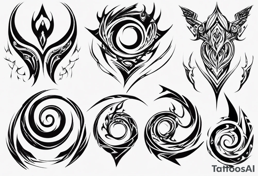 Spiral tribal pectoral tattoo idea
