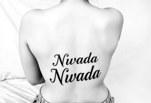 a woman's waist with the word "Nwada" written on her waist make her sit on the bed tattoo idea