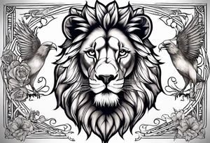 Lion of Judah with doves tattoo idea