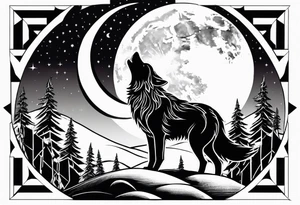 T.R.K. and wolf howling at the moon tattoo idea
