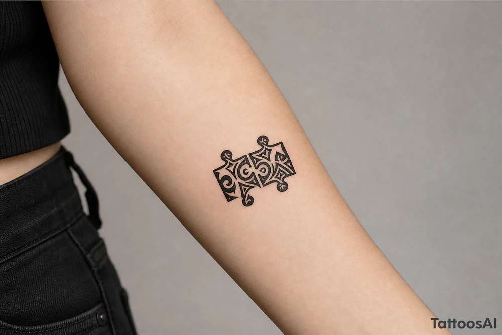Two puzzle pieces that would only fit together with only the two to make one for two lovers tattoo idea