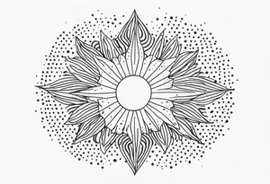 Simplistic sun made of black dots tattoo idea