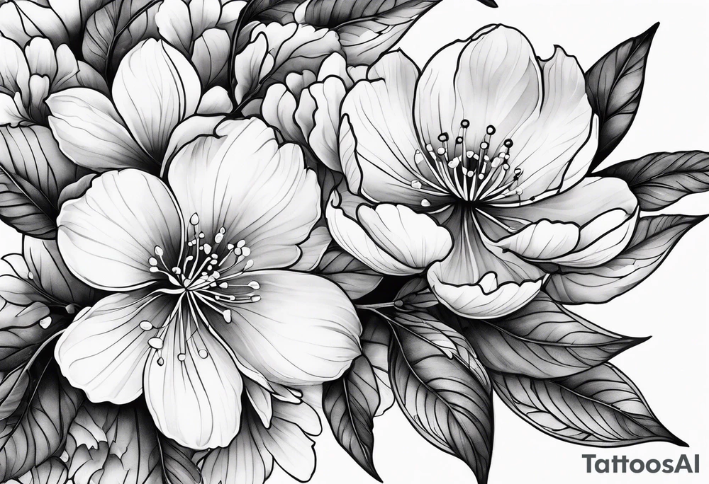 Cherry blossom leaves tattoo idea
