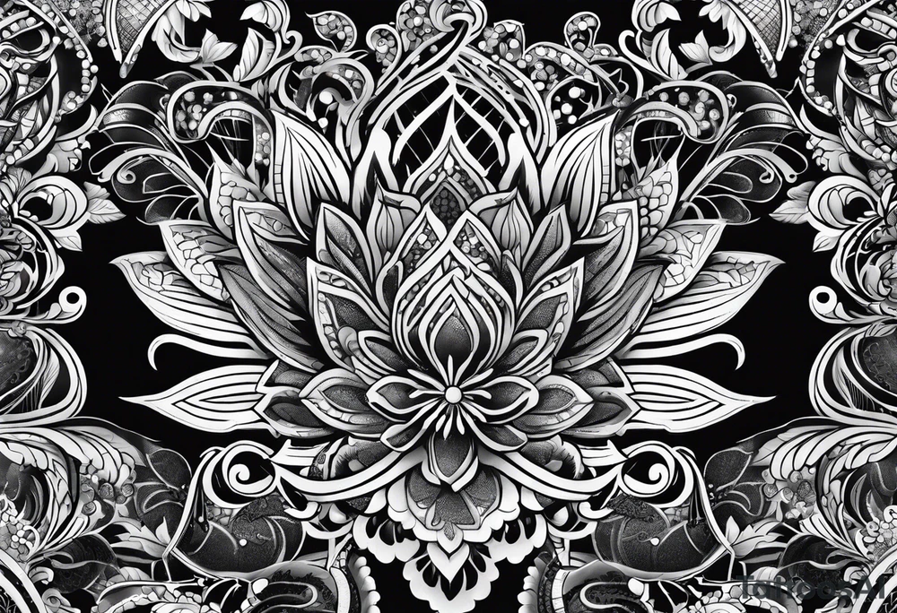 Elbow length black lace glove tattoo idea