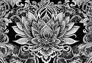 Elbow length black lace glove tattoo idea