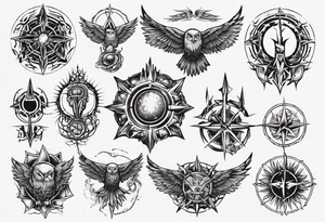 symbol eines Kriegers Wassermann Eule Sonne tattoo idea