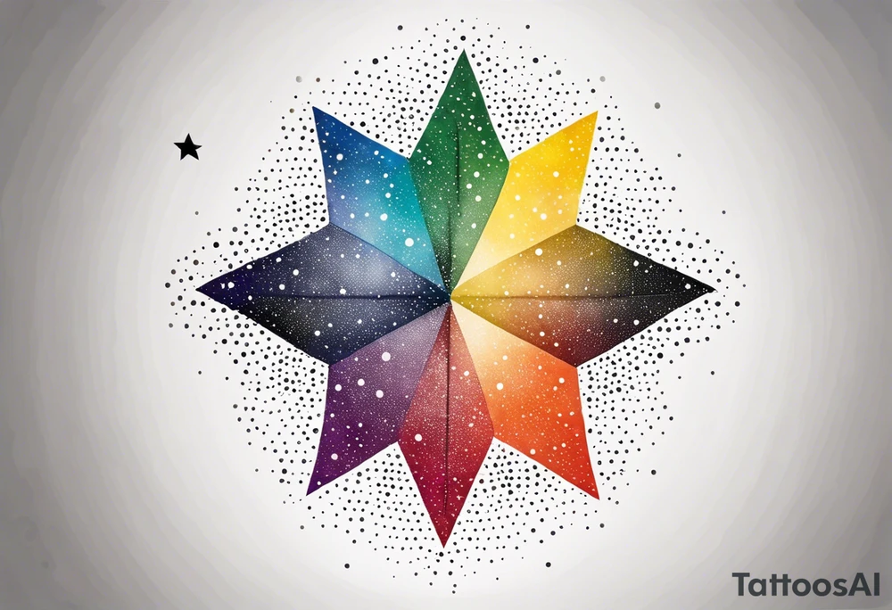 Stars and the number seven in rainbow colors tattoo idea