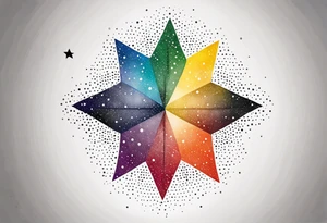 Stars and the number seven in rainbow colors tattoo idea