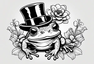 Cute Frog wearing top hat and a suit standing on its Back legs while holding flowers tattoo idea