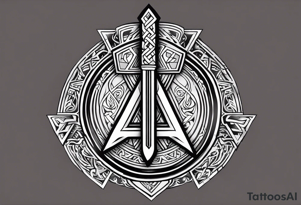 Valhalla valknut shield axe sword tattoo idea