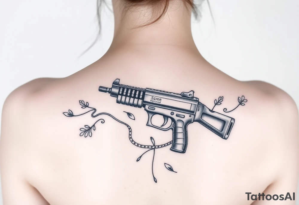 Sbake wrapped around machine gun pointing up tattoo idea