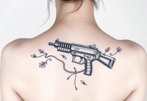 Sbake wrapped around machine gun pointing up tattoo idea