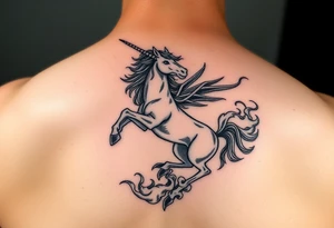 Dark unicorn rising from smoke tattoo idea