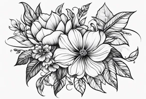 Curved floral leaves tattoo idea