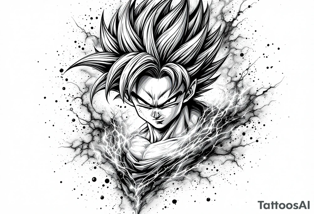 legendary dragonball z with energy aura and power effects tattoo idea