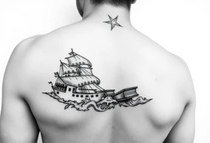 A black and white tattoo that will go on side of the wrist. This is for someone who loves ocean, travel and books. Something unique. tattoo idea