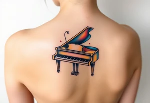 Colorful piano tattoo idea