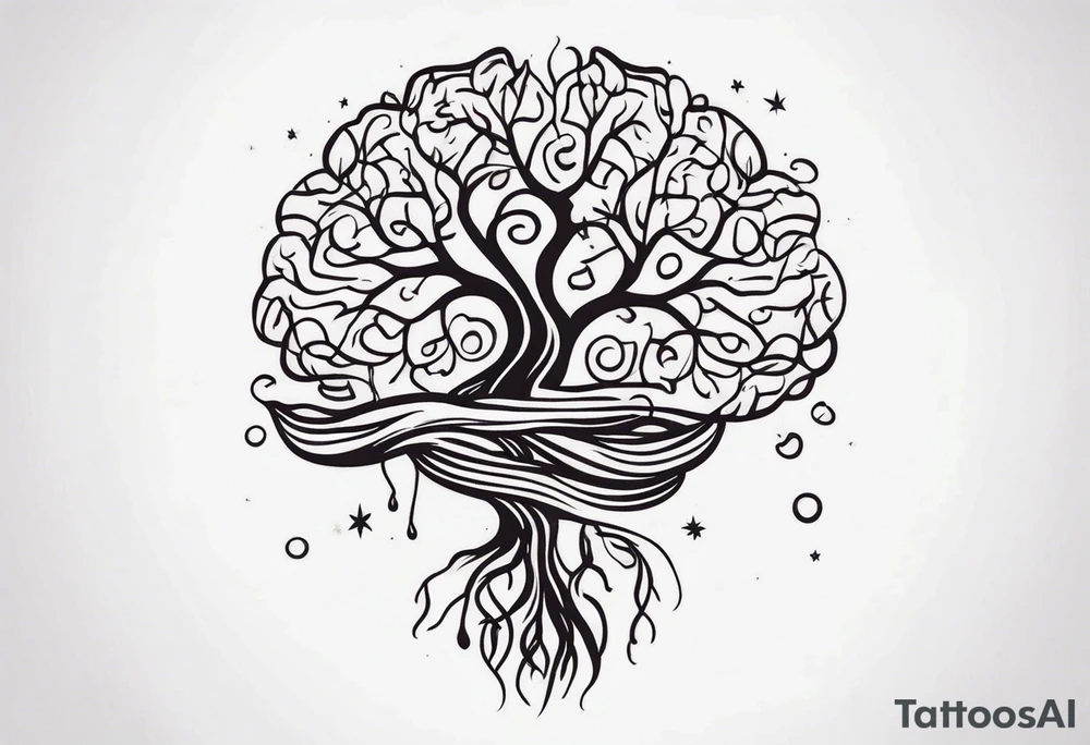 a small tree with its roots morphing into the shape of a brain tattoo idea a small tree with its roots morphing into the shape of a brain tattoo idea