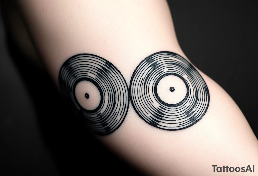 two vinyl records side by side expressing love for music tattoo idea