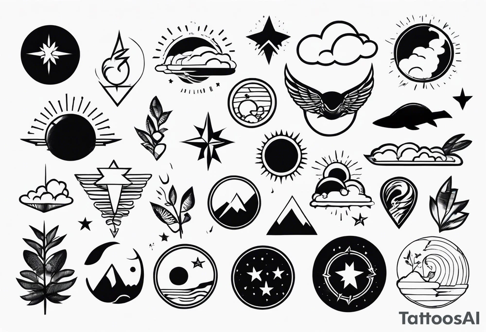 Minimalist flash sheet tattoo idea