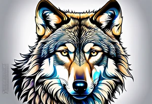 strong wolf gentle eyes tattoo idea