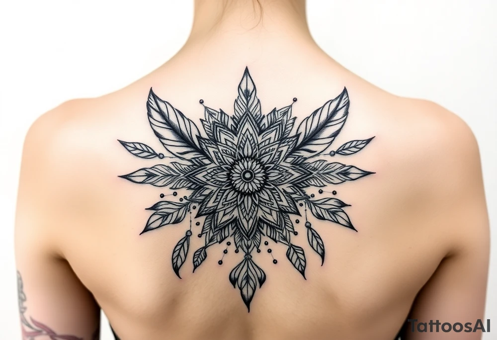 spiritual feathers ornamental mandala shaman tattoo idea