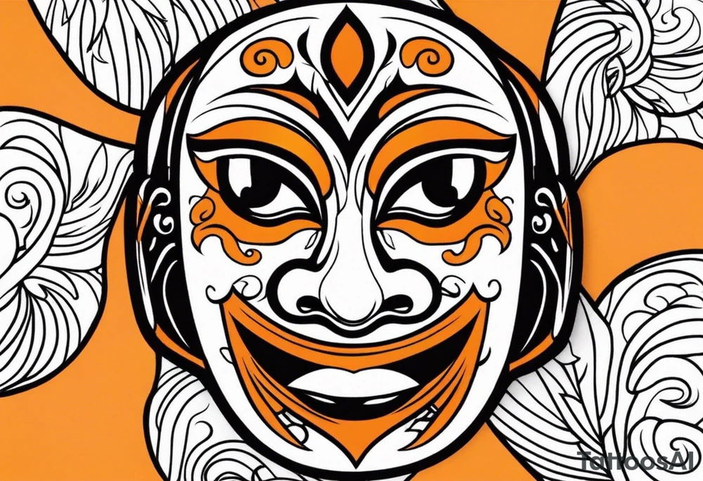 Crying mask that is orange and black tattoo idea