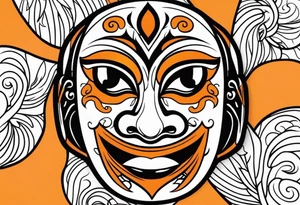 Crying mask that is orange and black tattoo idea