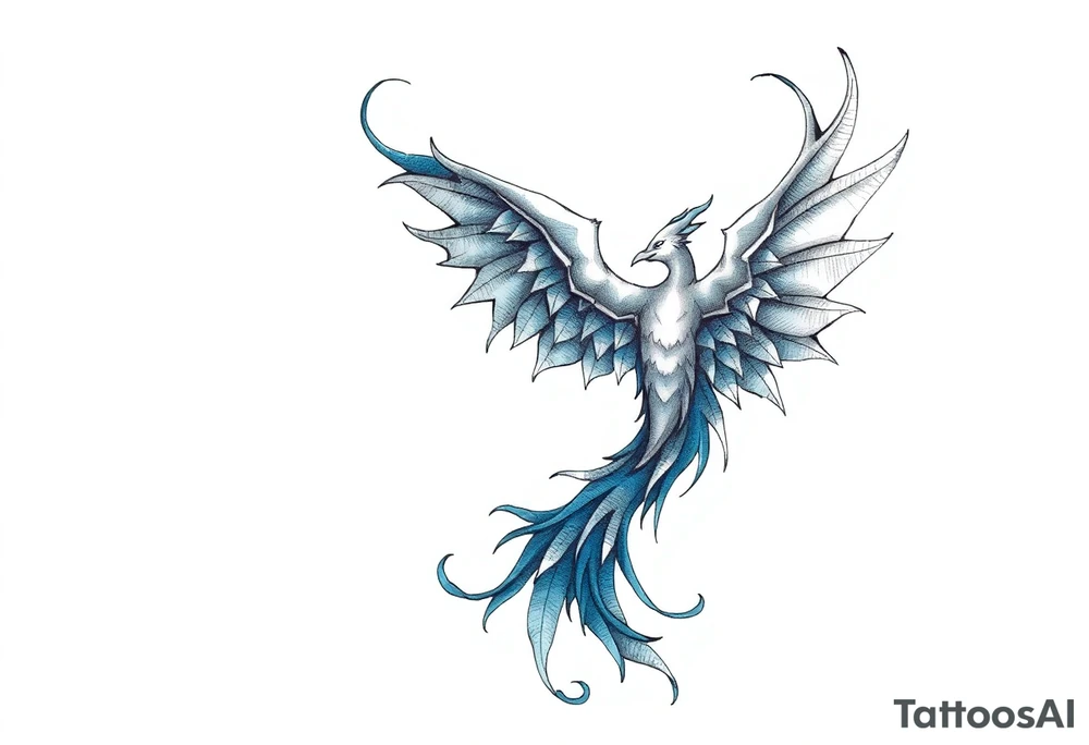 Blue Phoenix and dragon tattoo idea