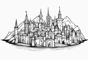 medieval tribal city tattoo idea