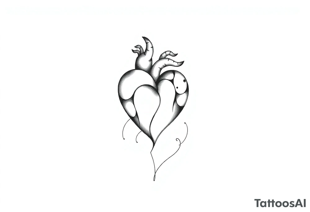 Heart and moon combination tattoo idea