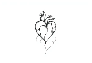 Heart and moon combination tattoo idea