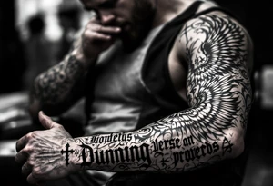 Dunning, proverbs verse,Romanian theme,cross,tribal patterns, bird wings tattoo idea