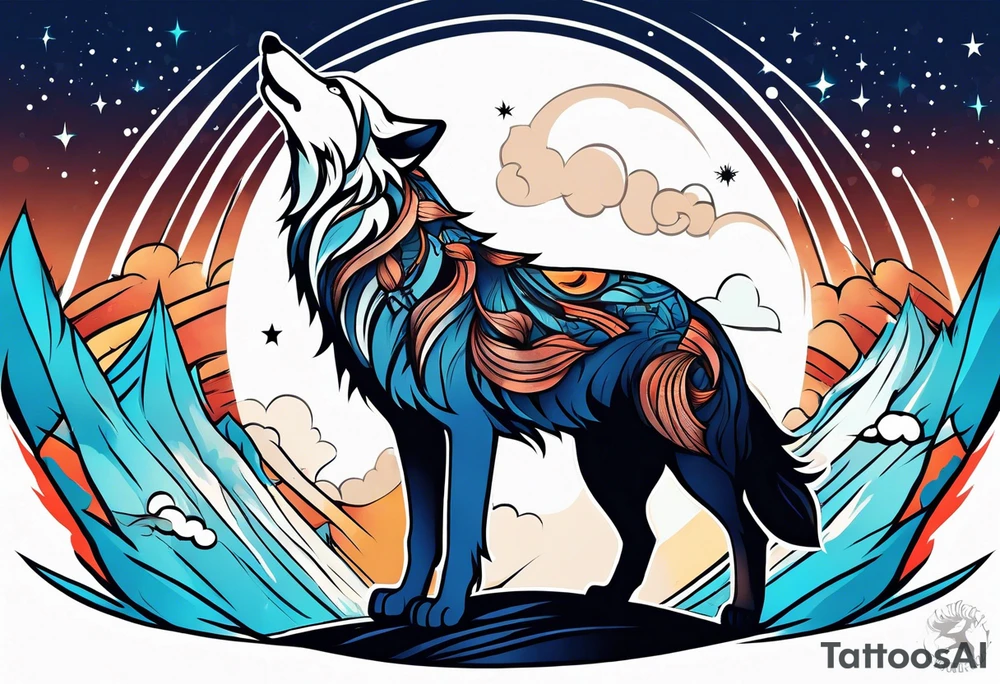 Wolf howling tattoo idea