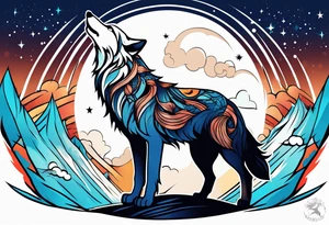 Wolf howling tattoo idea