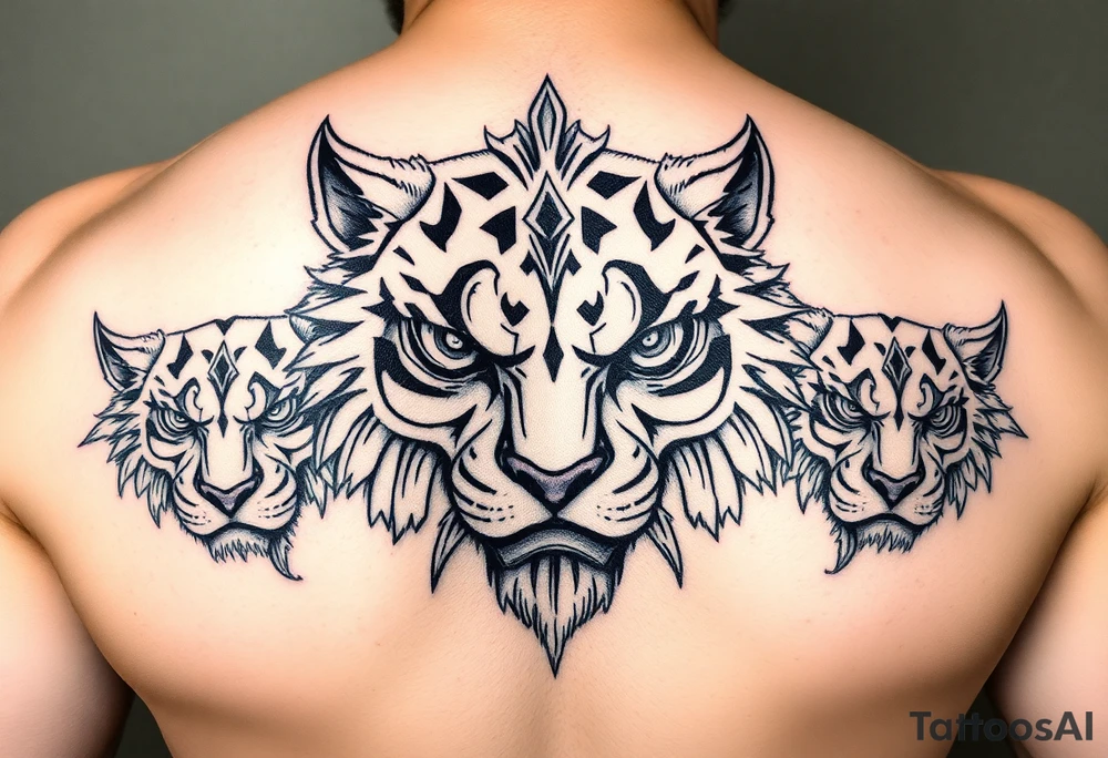 powerful majestic faces with huge eyes tattoo idea