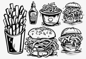 fries and tomato sauce tattoo idea