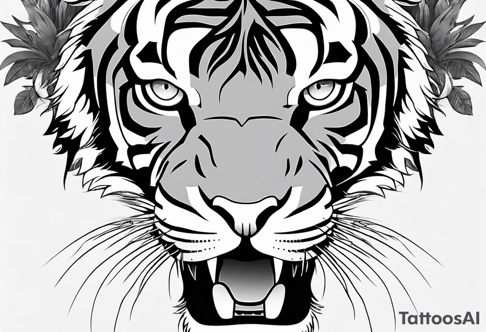 minimalist tiger water tattoo idea