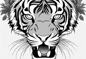 minimalist tiger water tattoo idea