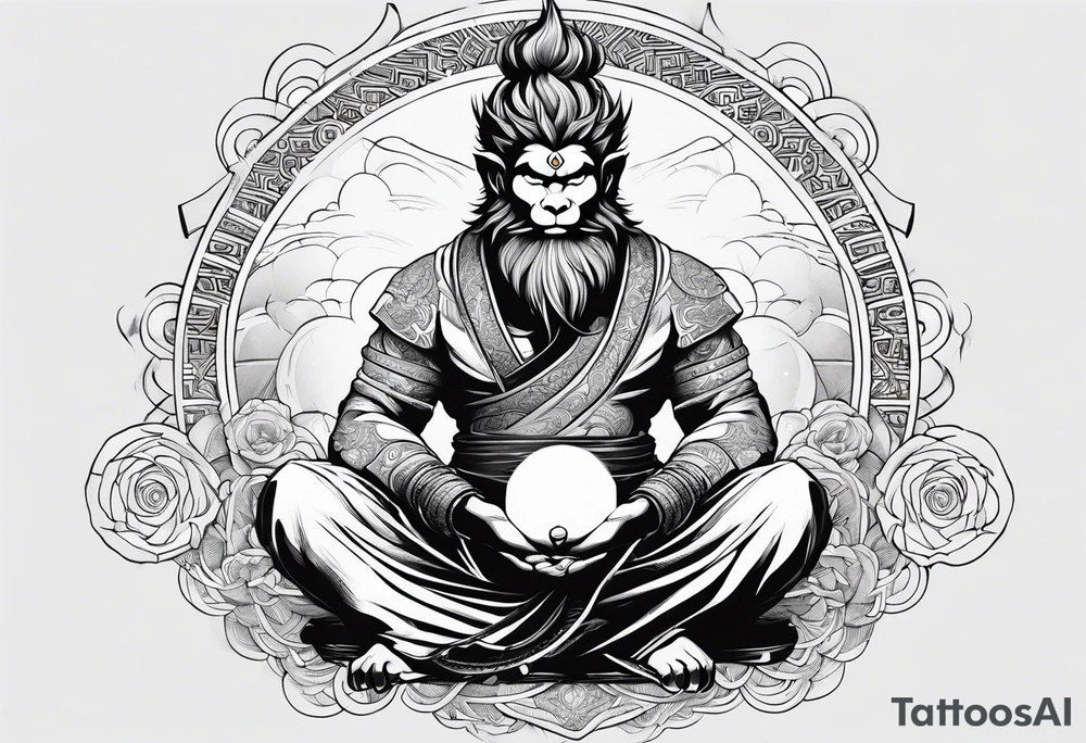 sun wukong meditating tattoo idea