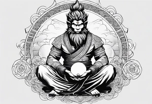 sun wukong meditating tattoo idea