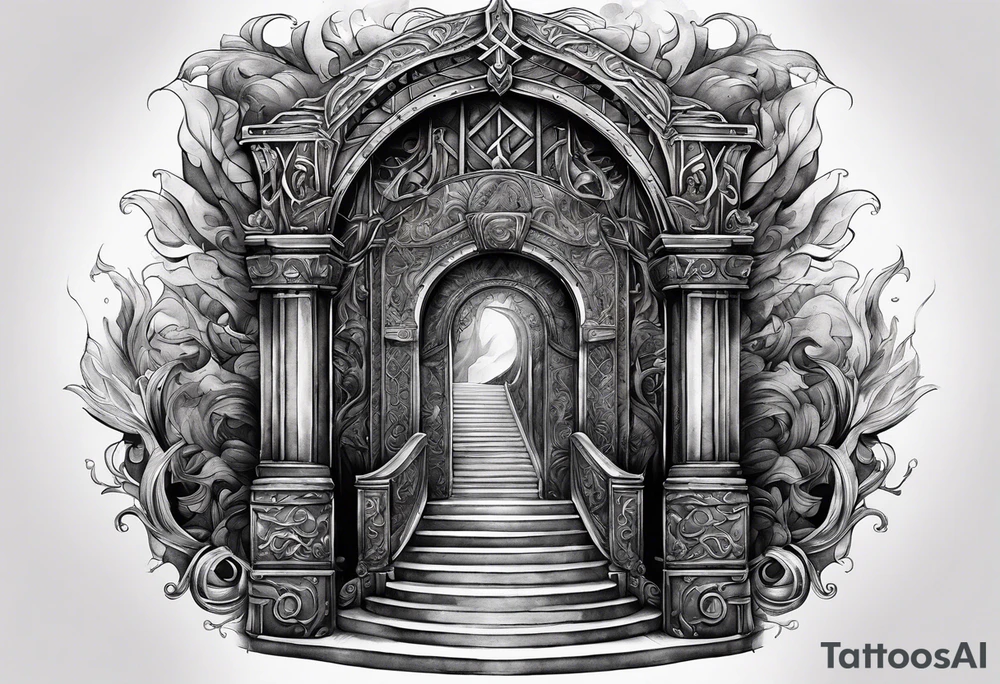 The Viking is at the bottom of the stairs that lead to the gate to Valhalla. tattoo idea