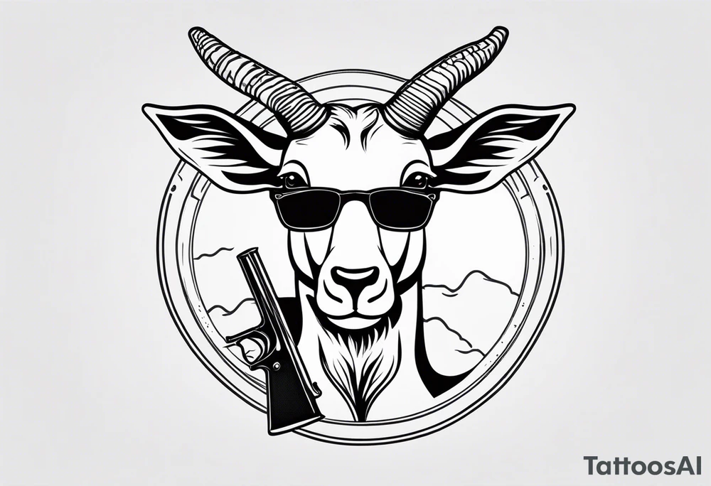 capricorn with sunglasses and shotgun tattoo idea