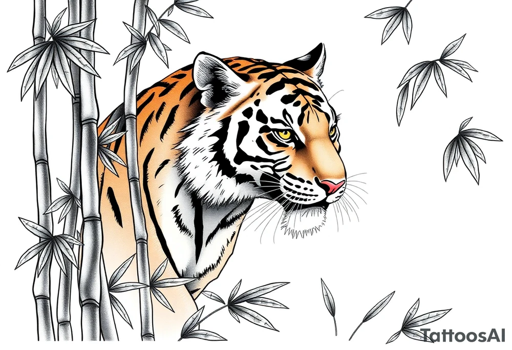 a tiger lurking in the bamboo forest tattoo idea