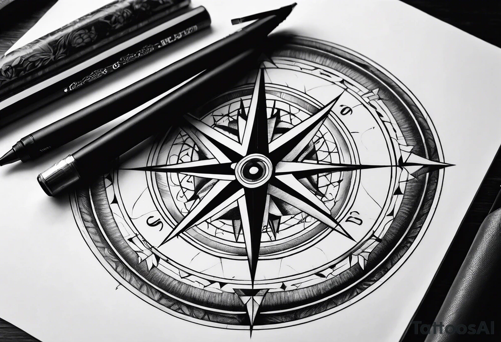 Abstract compass tattoo idea