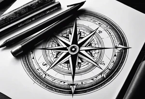 Abstract compass tattoo idea