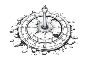 Damaged sundial on the ground tattoo idea