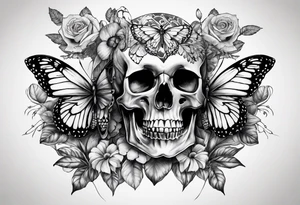 Butterfly and skull intertwined tattoo idea